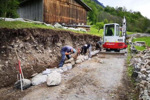 Trockenmauer während dem Umbau